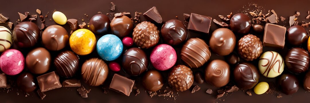 Assorted gourmet chocolates collection dark milk and white varieties