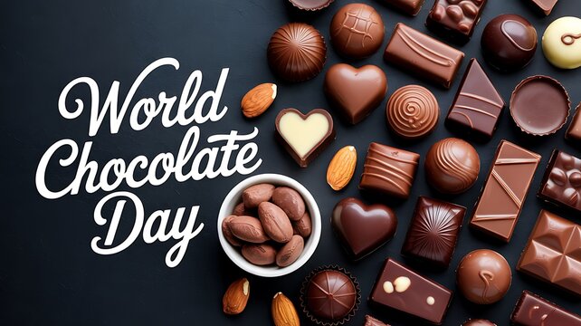 World chocolate day arrangement with assorted chocolates and almonds