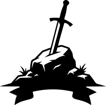 The Sword in the Stone Excalibur Silhouette Vector
