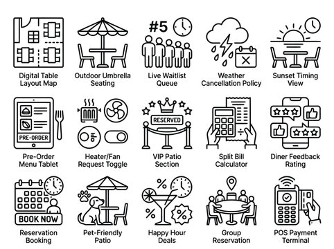 Vector illustration of restaurant and dining service icons set