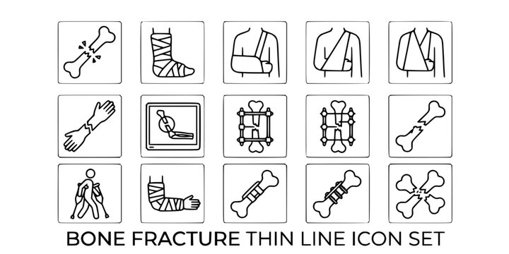 Bone fracture thin line icon . Editable stroke . Vector .
