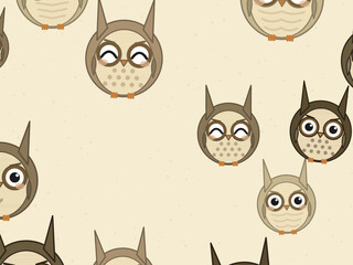 Fototapeta premium Adorable Owls Woodland Animal Background