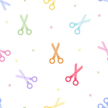 Cute pastel scissors seamless pattern isolated on white background