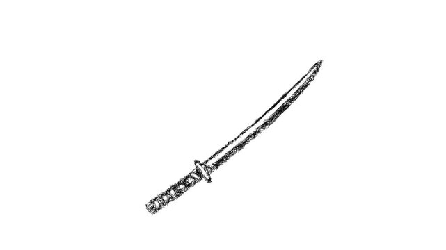 Sketch katana icon animation - smooth progressive reveal
