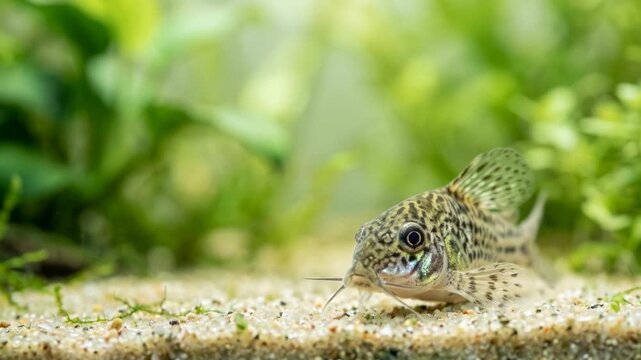 cory catfish swimming underwater in amazon river brazil close up video