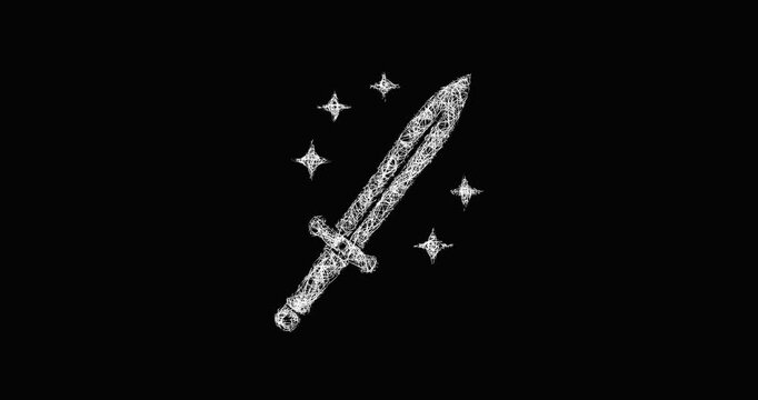 Sketch enchanted sword icon animation - smooth progressive reveal