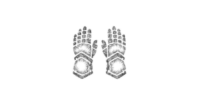 Sketch gauntlets icon animation - smooth progressive reveal