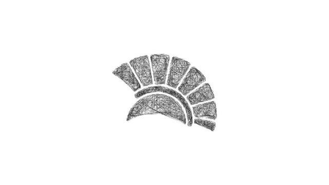 Sketch helmet crest icon animation - smooth progressive reveal