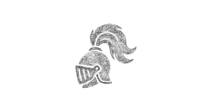 Sketch helmet plume icon animation - smooth progressive reveal