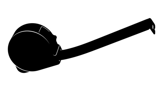 Black, modern, minimalist ladle, kitchen utensil, cooking tool isolated on White Background