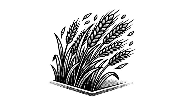 Wheat grains in a square plate.