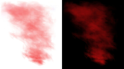 Red smoke cloud texture on white and black background, ethereal crimson mist overlay, atmospheric scarlet fog effect for creative design © Rahat