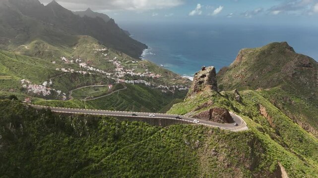 Aerial View of Tenerife, Canary Islands. Volcanic, Landscape, Ocean and Travel Stock