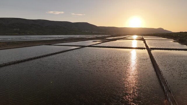 Drone footage of the historic salt fields on Pag Island showcasing the unique landscape of the island saltworks