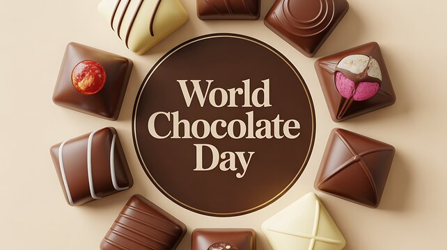 World chocolate day celebration with assorted gourmet chocolates arrangement