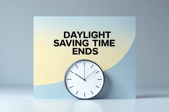 Banner poster card daylight saving time ends November autumn fall changeover clock AI Generative