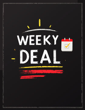  Cartel con calendario y mensaje de oferta semanal dise&ntilde;ado para promociones temporales en comercios, restaurantes y negocios.
