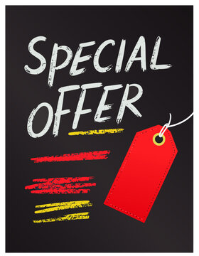 Cartel comercial con etiqueta de precio para comunicar una oferta especial en comercios, restaurantes y campa&ntilde;as promocionales.
