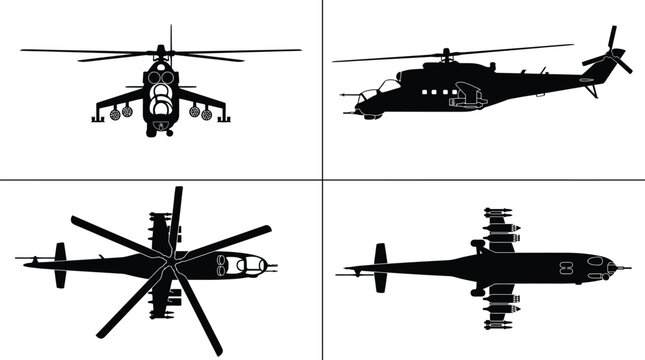 Mi-24 Hind Attack Helicopter Silhouette