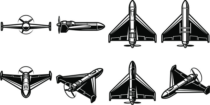 Shahed 136 Drone Silhouette Vector
