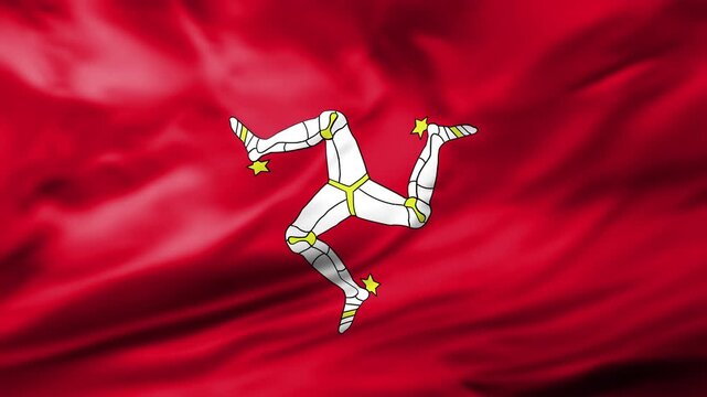 Isle Of Man Flag Waving Animation Background Manx National Symbol Close Up Video Footage