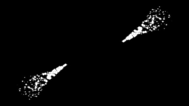 Magic glitter sparkle circling trail, glowing doodle stars white twinkling stars, cartoon doodle sparkles, star sparkle vector doodles, fairy dust wand shimmer transition on black screen,4k video