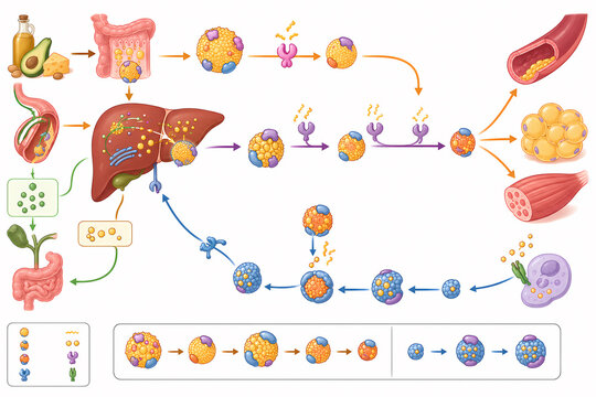Lipid metabolism cholesterol transport illustration