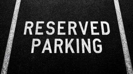 Fototapeta premium Reserved Parking Space Marked with White Stencil on Asphalt