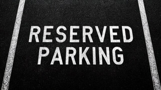 Reserved Parking Space Marked with White Stencil on Asphalt
