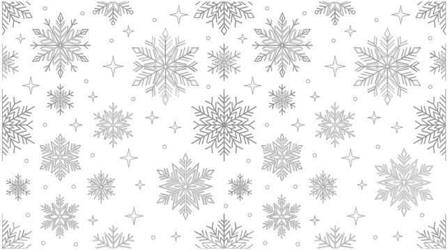 Minimalist winter snowflake pattern on white background.