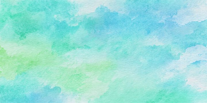 An abstract watercolor background in soft pastel shades of aqua, teal, and mint green, with delicate washes and blending, creates a serene and artistic backdrop.