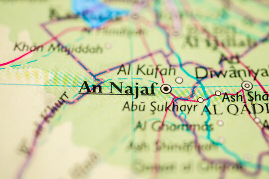 Shallow depth of field map featuring An Najaf in Iraq.