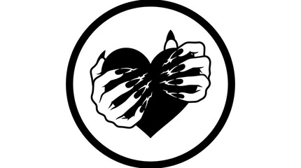 Fototapeta premium Conceptual vector illustration of a toxic relationship and heartbreak, showing sharp clawed hands gripping a heart, representing psychological pain and negative states of mind.