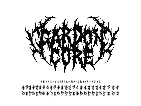 Death Metal, Black Metal, Heavy metal font. typography, scary, horror, vector element. Brutality Alphabet Typeface. Vector Set ABC editable for graphic design resources, stickers, prints, poster etc.