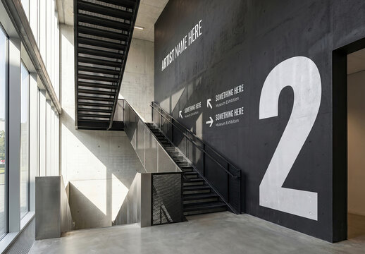 Big Wall Floor Signage Mockup Editable