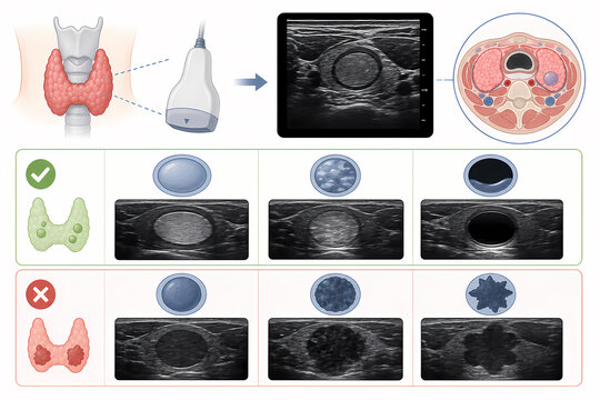 Thyroid nodule ultrasound characteristics illustration