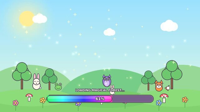 magical park with fantasy animal in loading scene of android game
