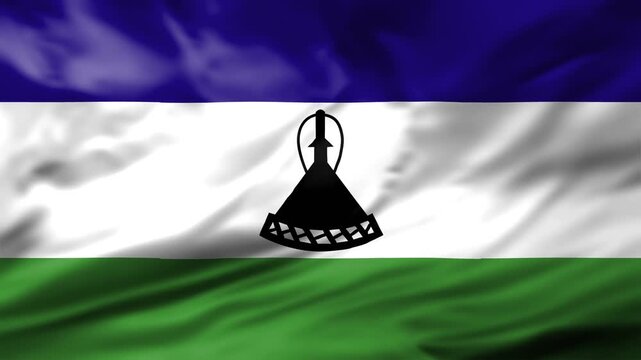 Lesotho Flag Waving Animation Background Basotho National Symbol Mokorotlo Hat Video Footage