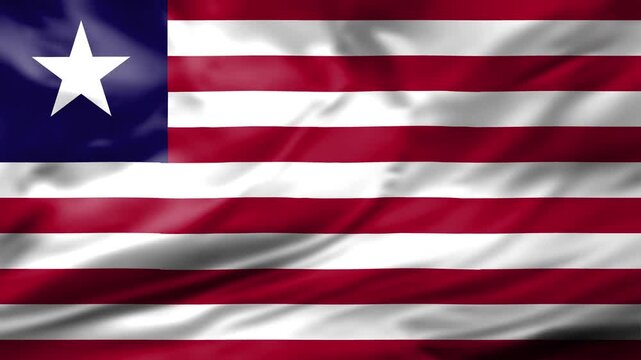 Liberia Flag Waving Animation Background Liberian National Symbol Fabric Close Up Video Footage