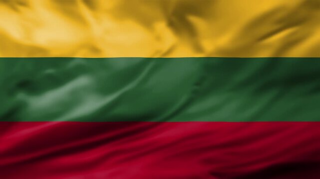Lithuania Flag Waving Animation Background Lithuanian National Symbol Tricolor Close Up Video
