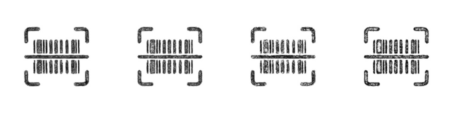 Black and white sketch bar code scanning logo design set