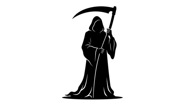 Grim reaper silhouette with scythe