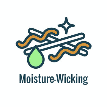 Fabric Features Icon Set Showing Moisture Wicking Fabric Concept