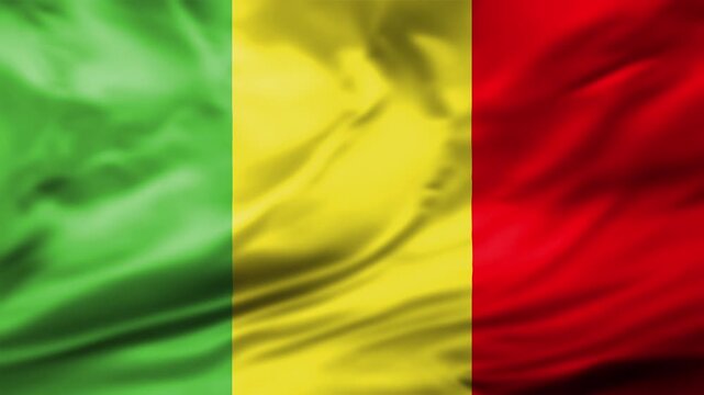 Mali Flag Waving Animation Background Malian National Symbol Fabric Close Up Video Footage
