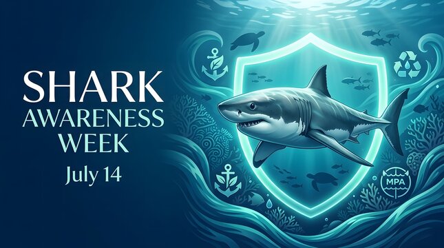 Shark awareness week marine protection illustration