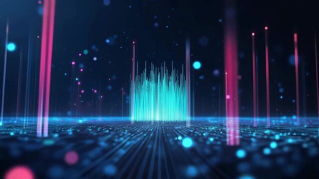 Abstract Big Data Visualization Featuring AI, Digital Networks, and Light Particles