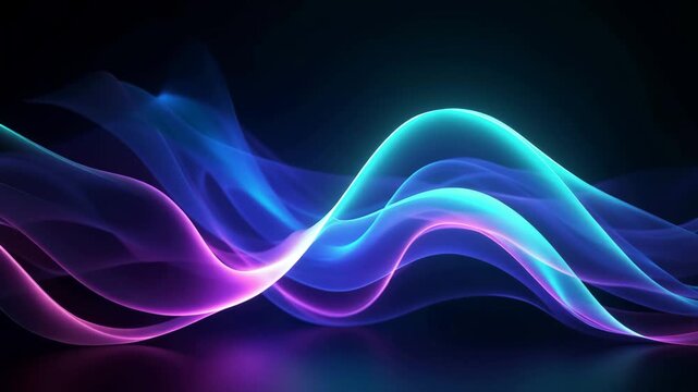 Neon Abstract Wave Background with Glowing Blue and Purple Light Effects