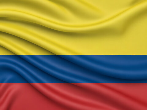 Vibrant Colombian flag waving proudly , a symbol of national pride and cultural identity with its bold yellow, blue, and red colors