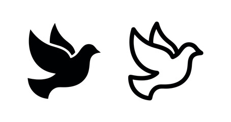 Naklejka premium Flying dove icon, symbol of peace, hope, freedom, and the Holy Spirit