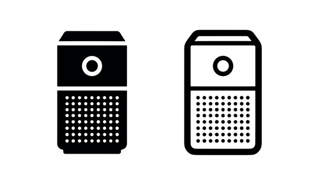 Smart Speaker Icon Set. Voice Assistant Technology Device for Home Automation.